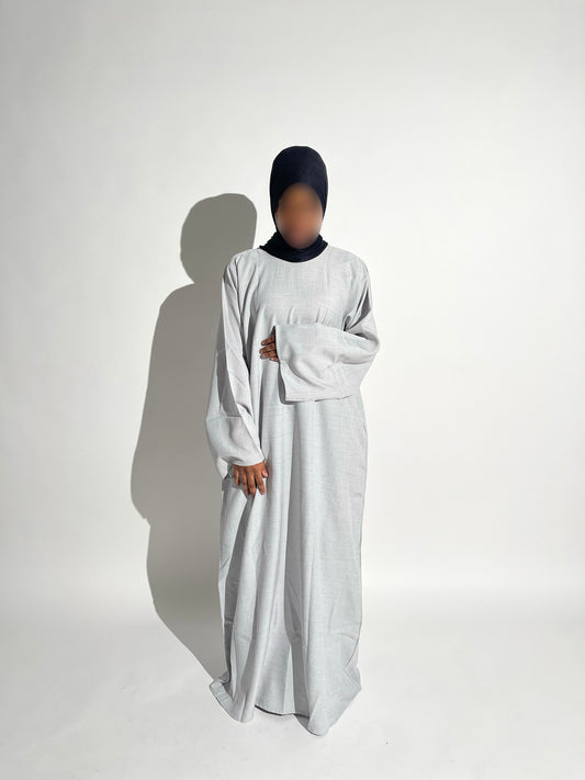 Light Grey Linen Abaya